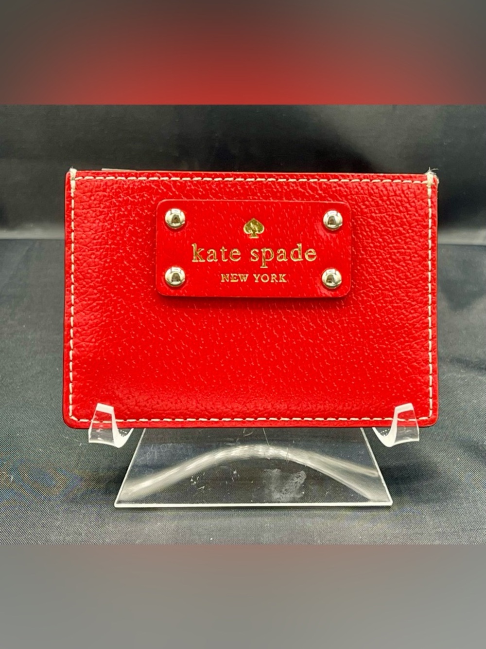 Kate Spade *STUNNING* Red Leather Card Case with Gold Hardware